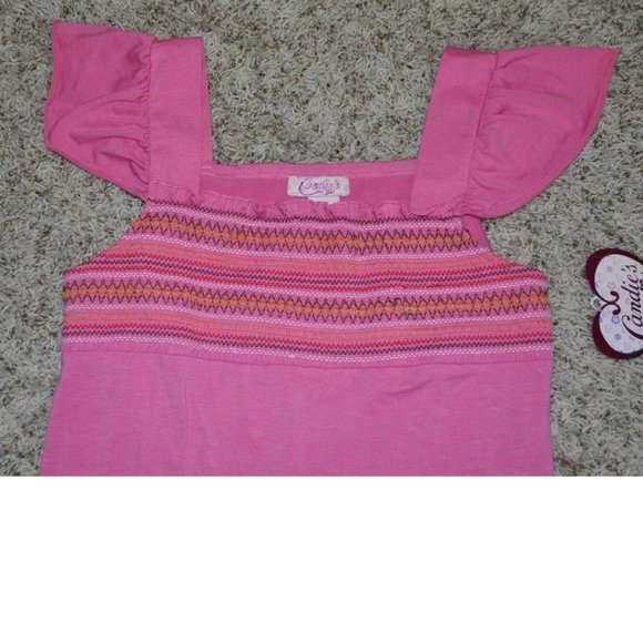 *Tank Top Candies sz 16 Pink Ruffled Sleeveless Embroidered Tie Back Girls Shirt - Picture 2 of 3